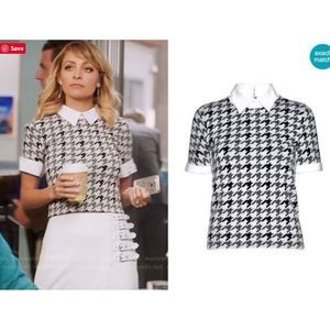 Alice + Olivia "Tara" Wool Houndstooth Sweater S